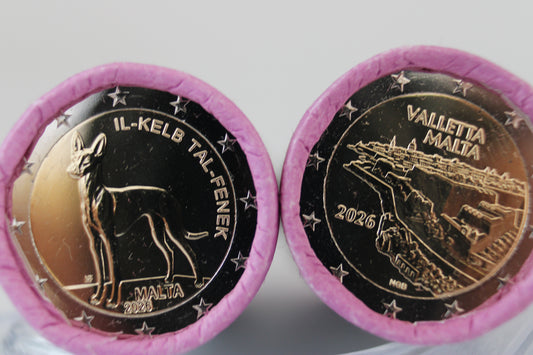 2 x 2 Euro Malta 2026 Lose aus der Rolle - Valletta und Pharaonenhund