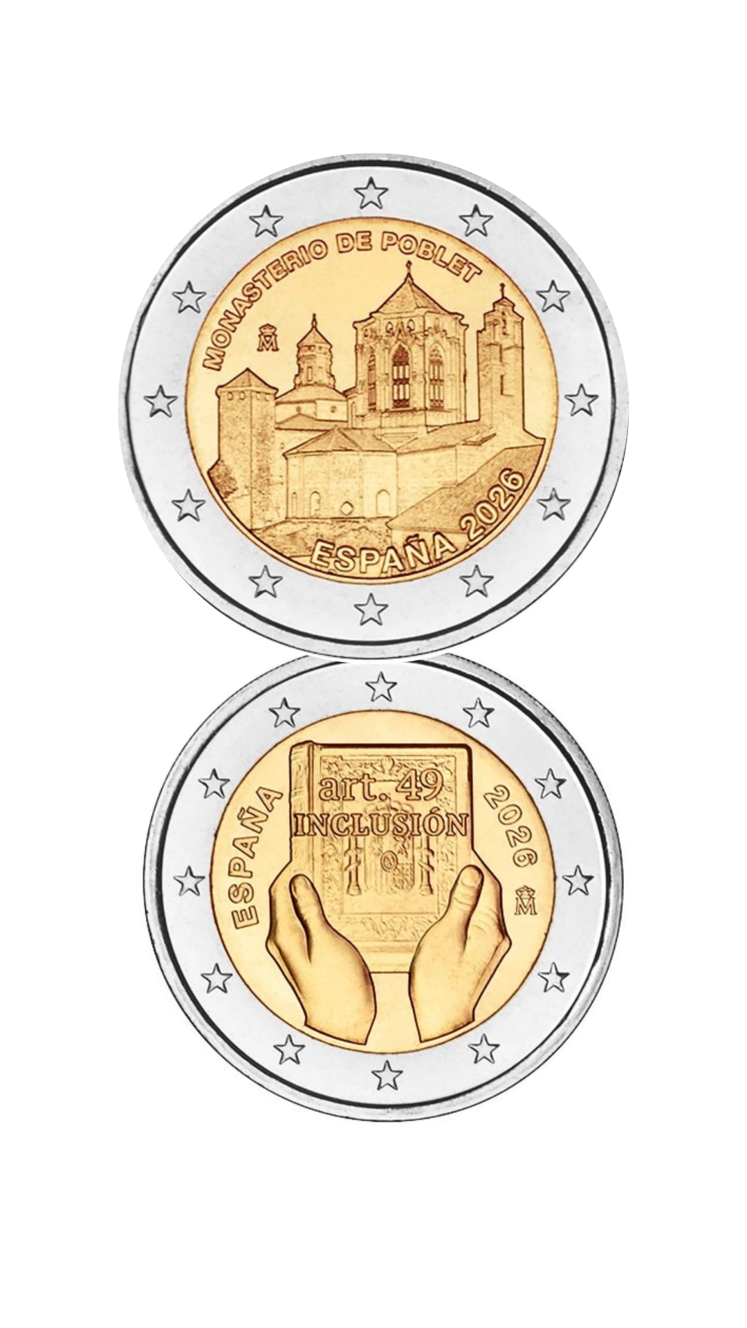 2x 2€ Spanien 2026 Kloster Poblet & Inklusion
