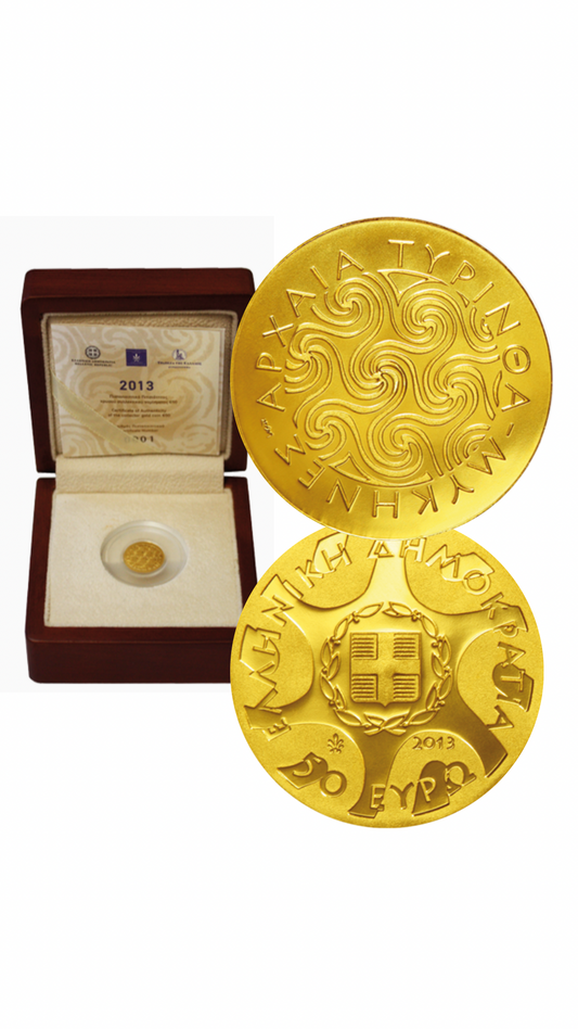Griechenland 50 € Goldmünze „Archäologische Stätte Tiryns 2013