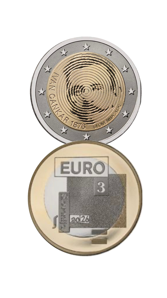 2€ + 3€ Slowenien 2026 150. Geburtstag Ivan Cankar & Dichter Srezko Kosovel - Vorverkauf -