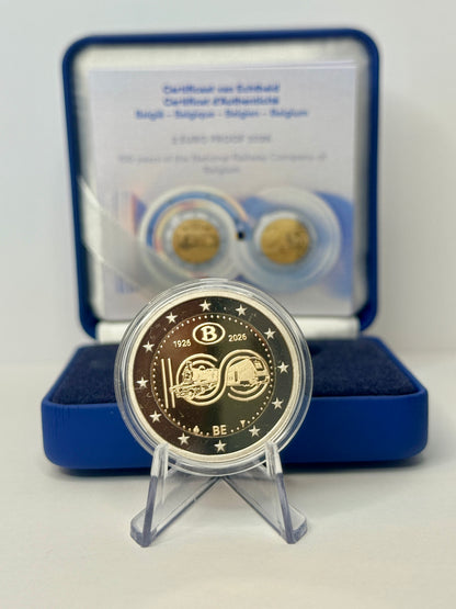 2€ Belgien 2026 - 100 Jahre Belgische Eisenbahn SNBC/NMBS PP Proof