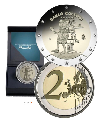 2€ Italien 2026 Reverse Proof - Carlo Collodi Pinocchio