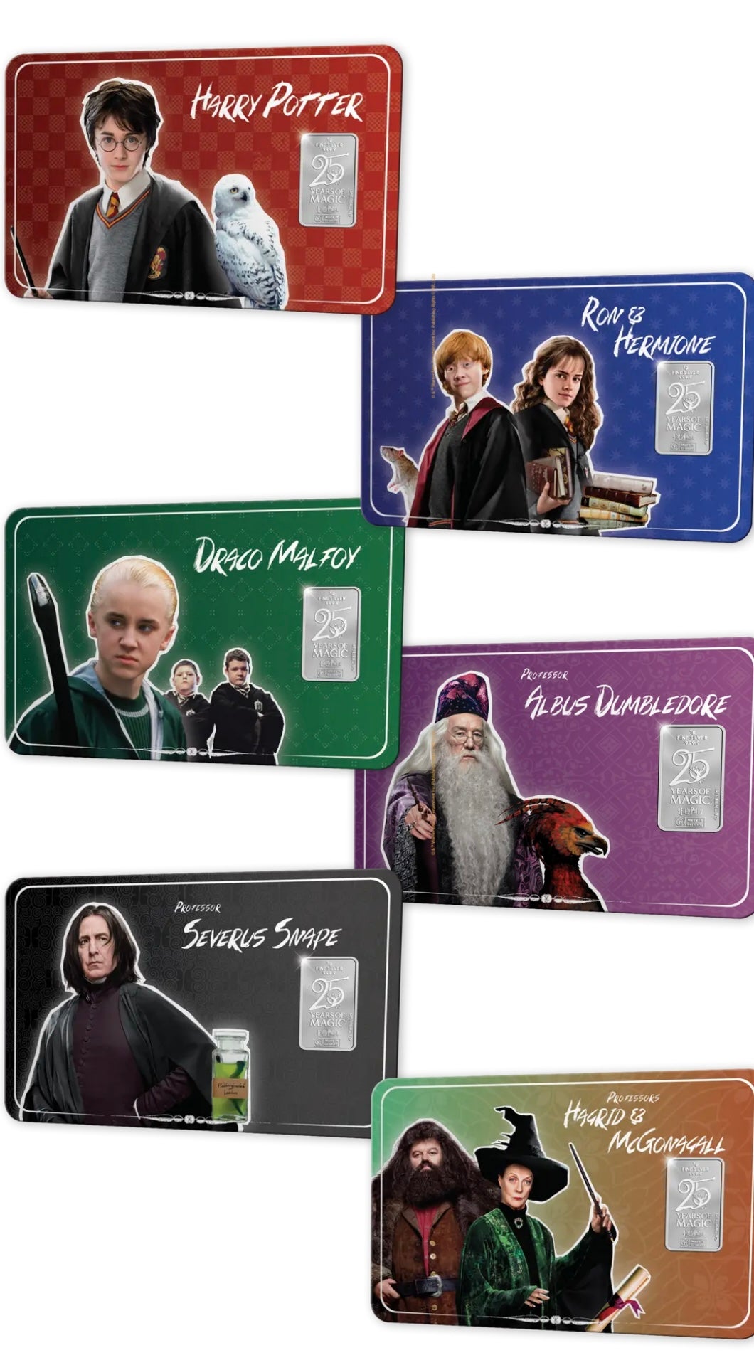 25 Jahre Harry Potter Coincards mit 1 Gramm Feinsilber Barren