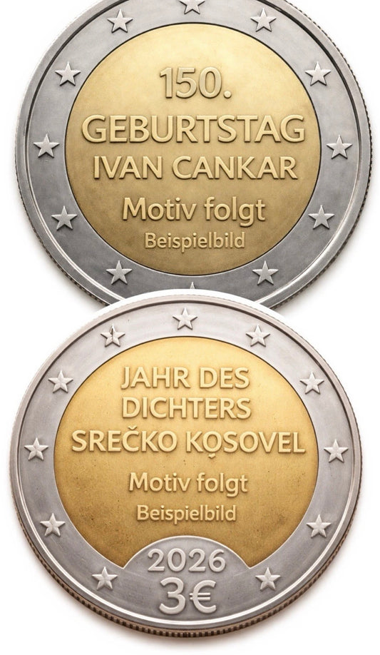 2€ + 3€ Slowenien 2026 150. Geburtstag Ivan Cankar & Dichter Srezko Kosovel - Vorverkauf -