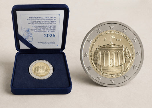 2 Euro Griechenland 2026  100. Jahrestag Akademie Athen Proof inkl. Etui & Zertifikat