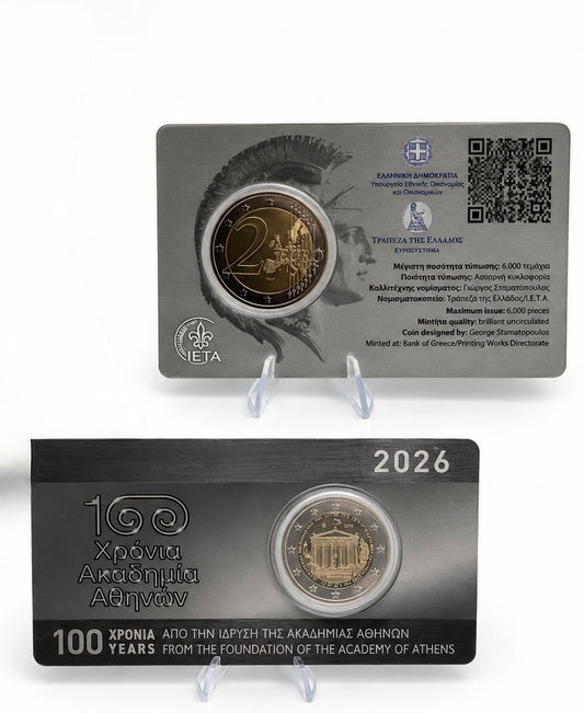 2 Euro Griechenland 2026  100. Jahrestag Akademie Athen Coincard