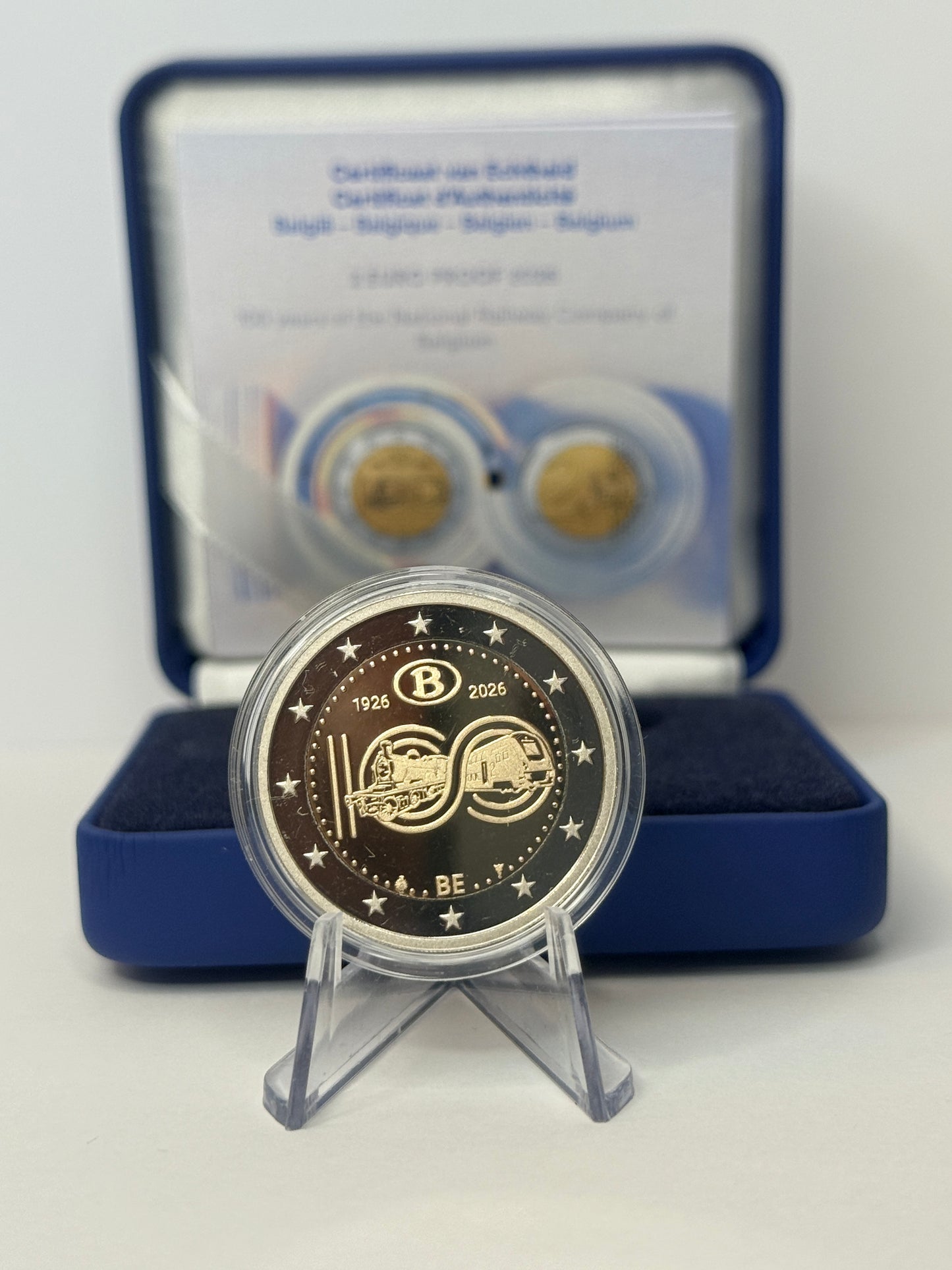 2€ Belgien 2026 - 100 Jahre Belgische Eisenbahn SNBC/NMBS PP Proof