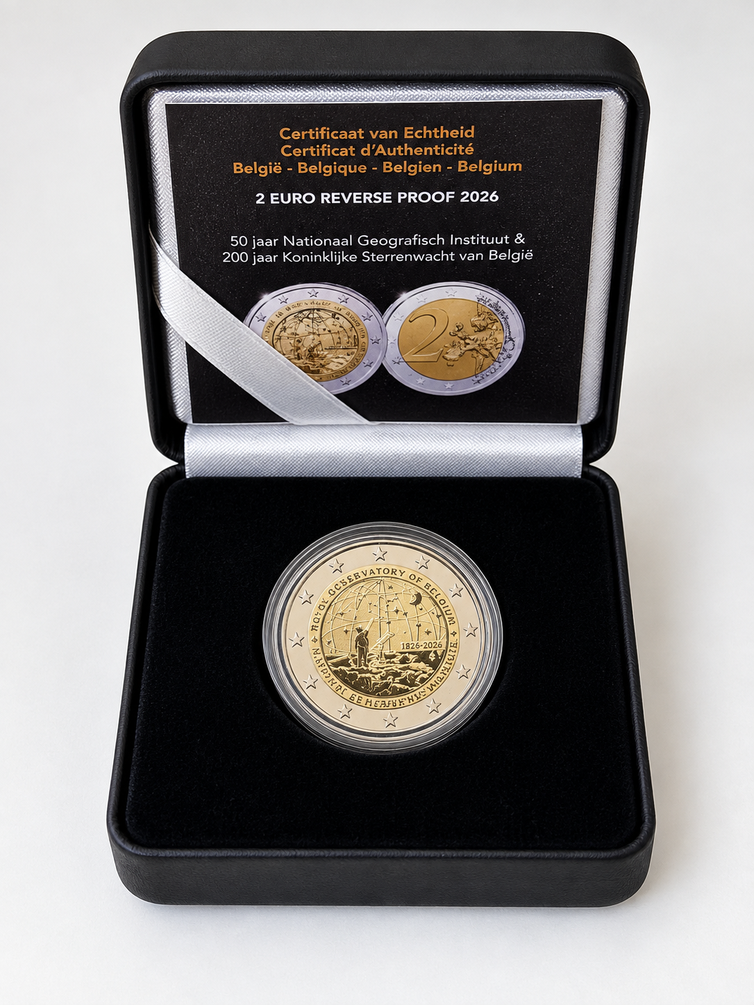 Belgien 2 Euro 2026 - 50 Jahre Nat. Insitut &Sternwarte - Reverse Proof -