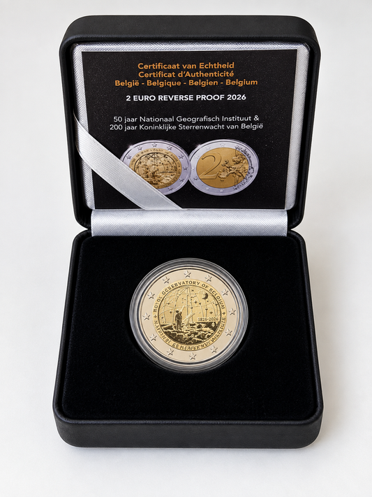 Belgien 2 Euro 2026 - 50 Jahre Nat. Insitut &Sternwarte - Reverse Proof -
