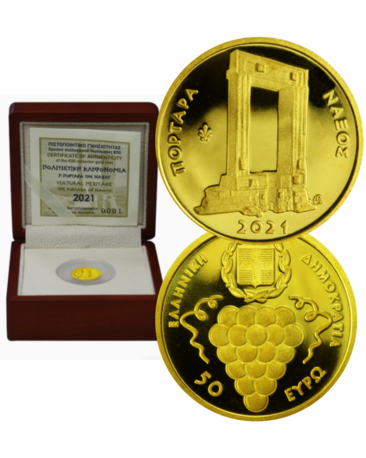 50 € Goldmünze Griechenland 2021 - Portara von Naxos