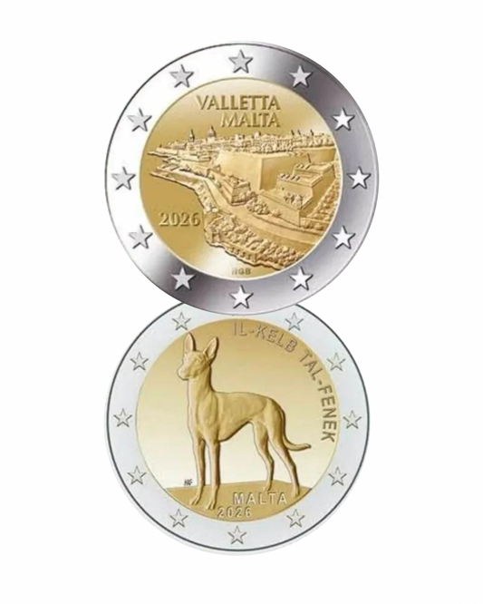 2 x 2 Euro Malta 2026 Lose aus der Rolle - Valletta und Pharaonenhund