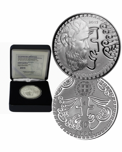 10€ Silbermünze Griechenland 2015 - Aristophanes