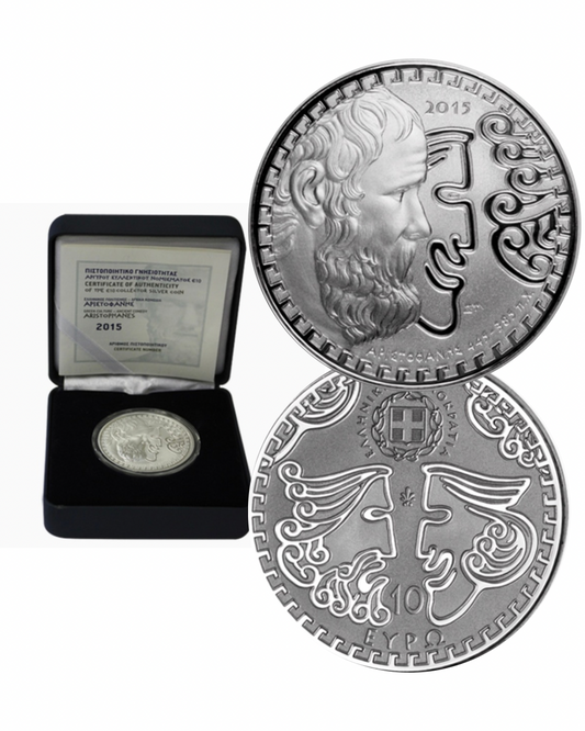 10€ Silbermünze Griechenland 2015 - Aristophanes