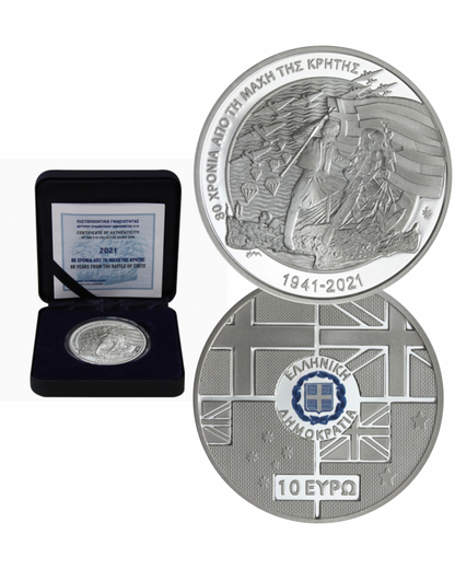 10€ Silbermünze Griechenland 80. Jahre Schlacht um Kreta 2021