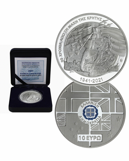 10€ Silbermünze Griechenland 80. Jahre Schlacht um Kreta 2021