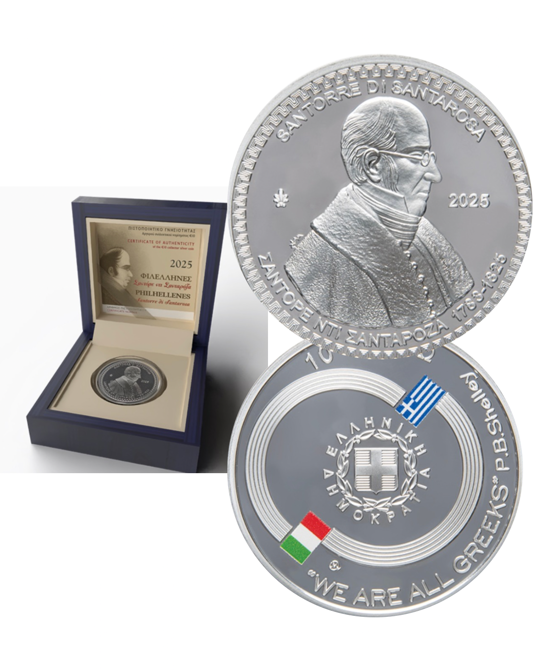 10€ Silbermünze Griechenland 2025 - Santorre di Santarosa