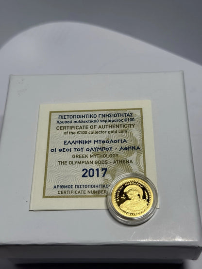 100€ Goldmünze Griechenland 2017 - Athene (Olympische Götter)