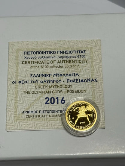 100€ Goldmünze Griechenland 2016 - Poseidon (Olympische Götter)