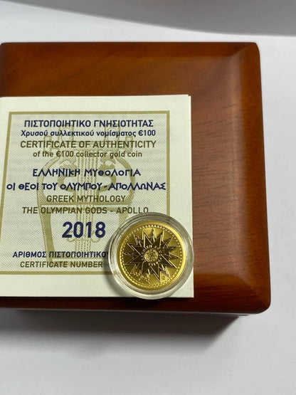 100€ Goldmünze Griechenland 2018 - Apollon (Olympische Götter)