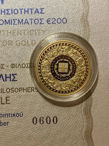 200€ Gold Griechenland 2014 - Aristoteles Zertifikat Nummer 600/600